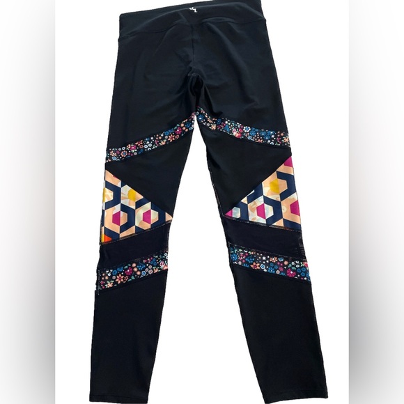 JoyLab Leggings Patchwork Floral + Geometric Print Women’s S Black/Multi Yoga - Picture 3 of 9